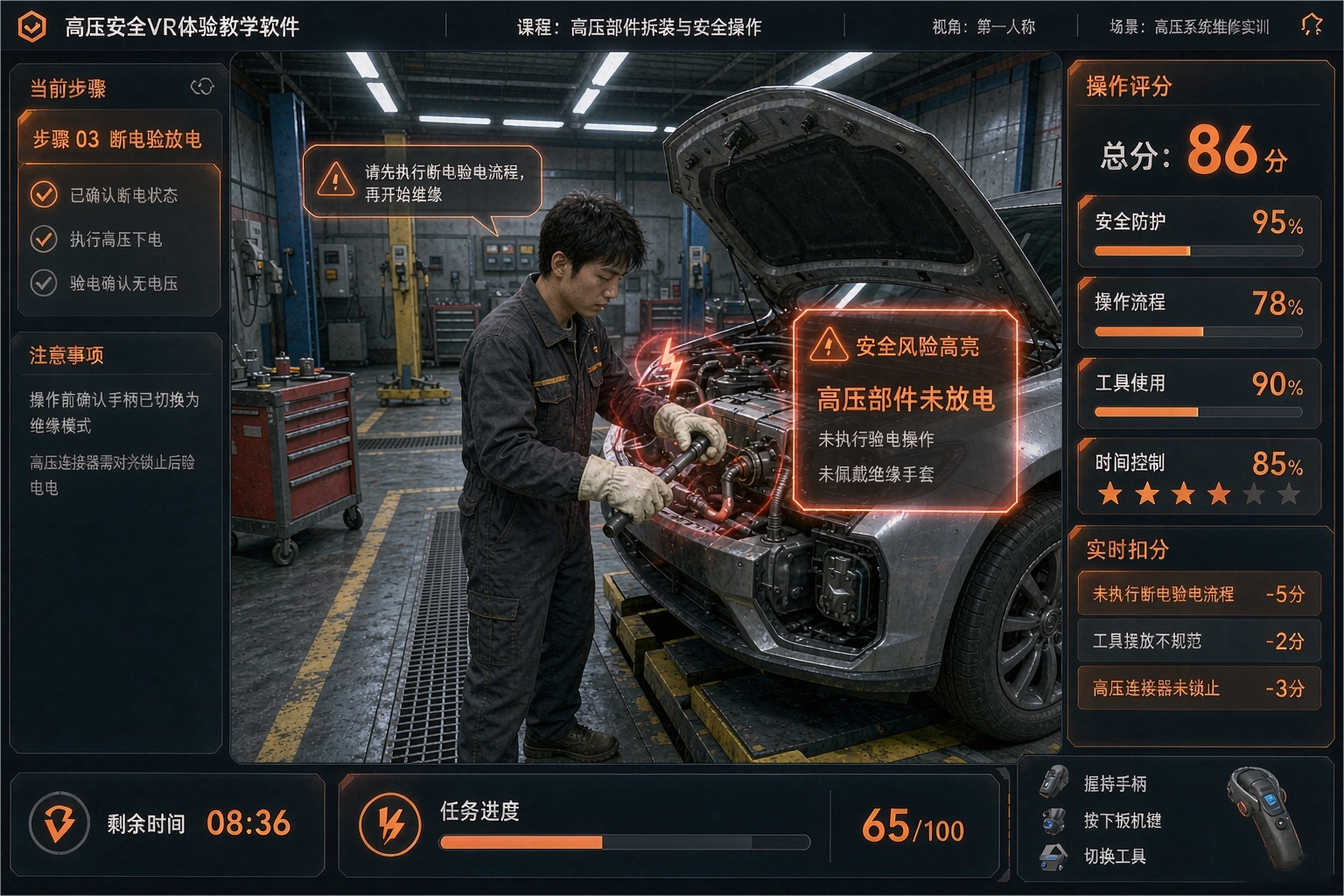 新能源汽车高压作业安全VR体验系统