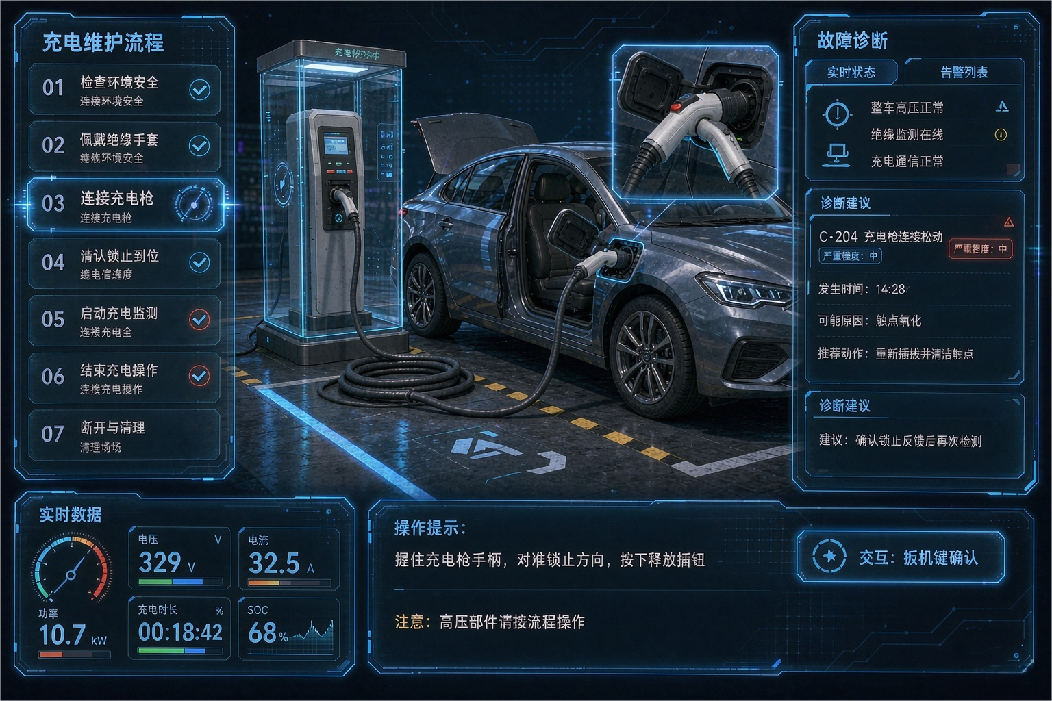 新能源汽车充电与维护VR仿真实训软件